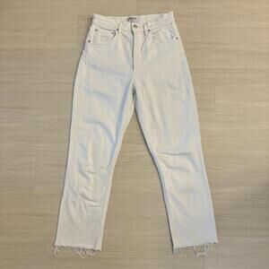 Women’s Agolde Riley High Rise Cropped Jeans Size 27 White “Sour Cream” Color